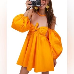 For Love & Lemons SAINT LUCIA MINI DRESS - ORANGE
